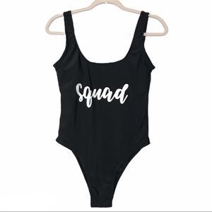 Squad One Piece Black Swimsuit Large